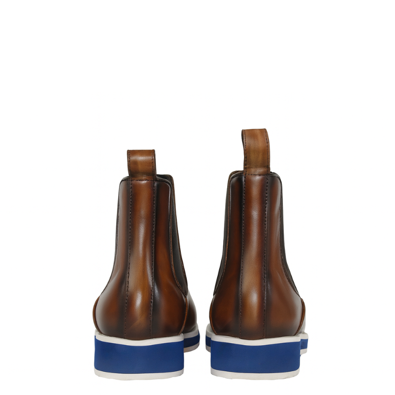 Premium Shiny Leather Brown Chelsea Boots With Hybrid Sole