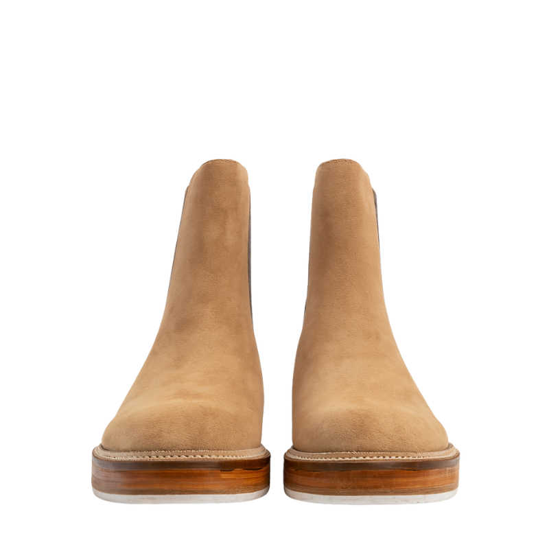 Luxury Suede Leather Tan Chelsea Boot with Hybrid Sole