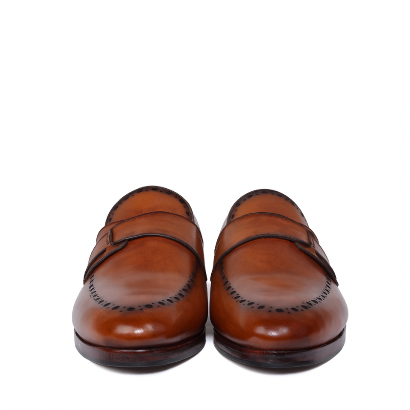Men's Leather Brown Slip-on With Stitch Detail