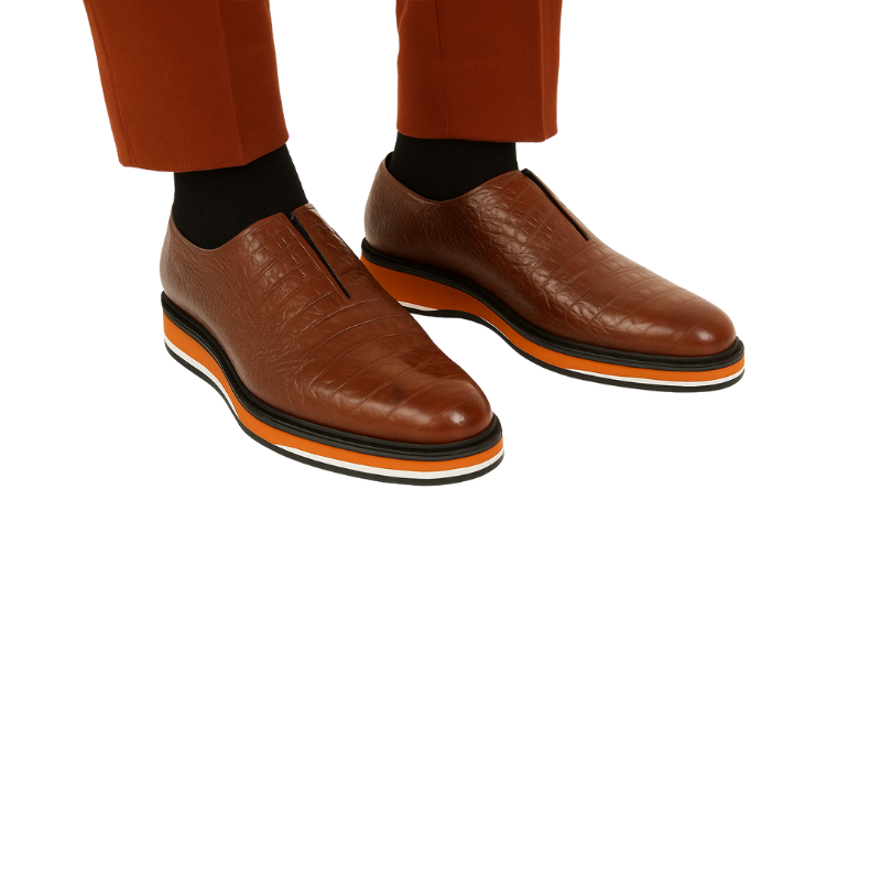 Italian Leather Dark Brown Sneaker with Stylish Hybrid Sole