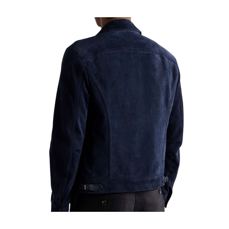 Italian Blue Suede Moto Jacket