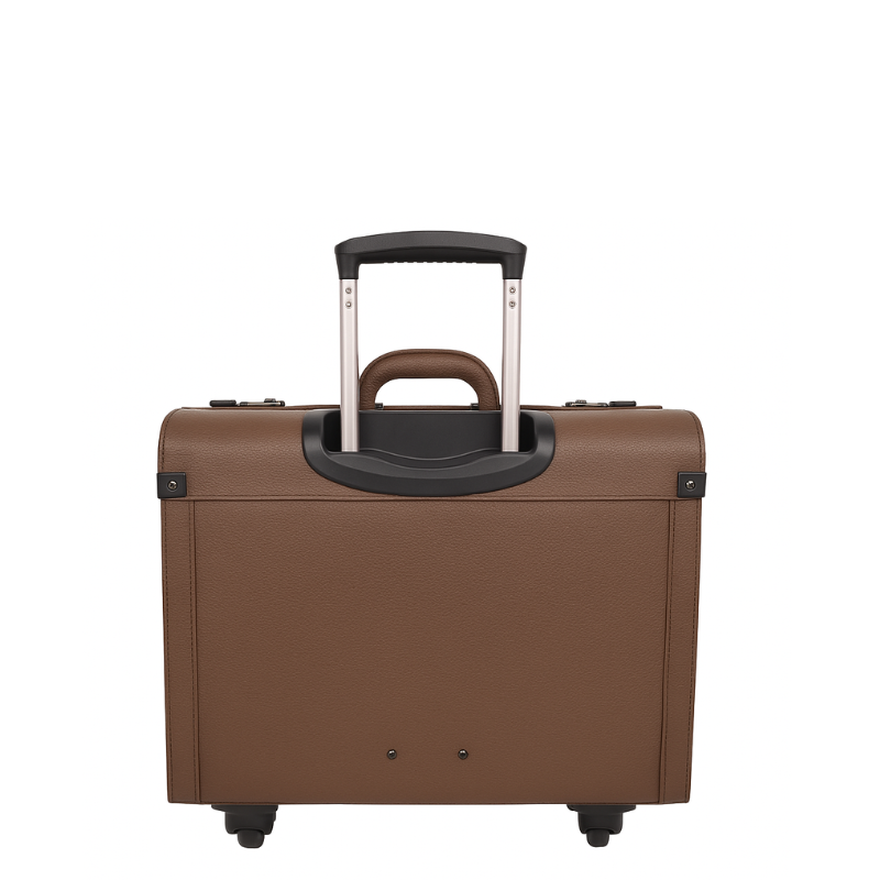 Premium Edition Italian Four Wheel Leather Brown Trolley Bag