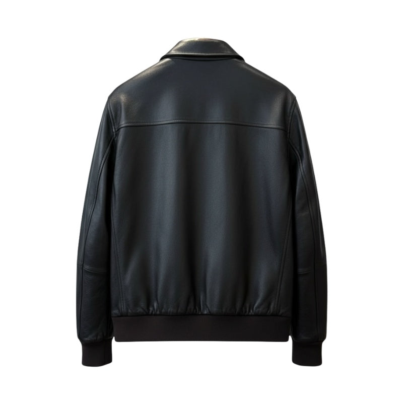 Midnight Classic Leather Bomber Jacket