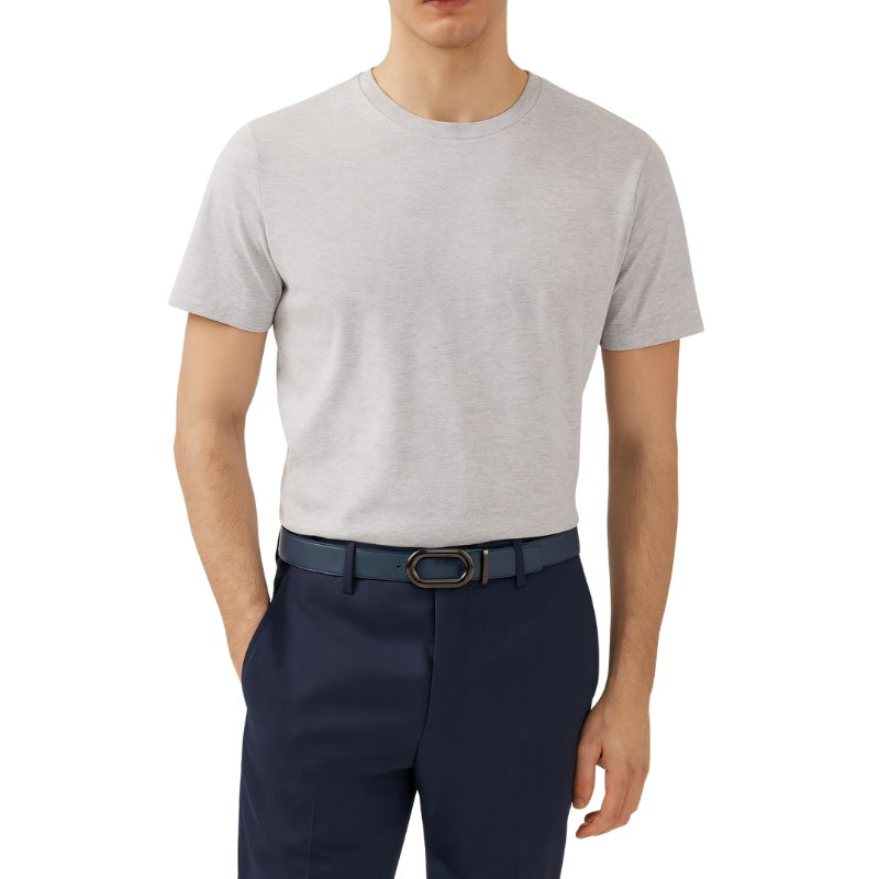 Croco Texture Leather Blue Strap Belt with Sleek Frame Autolock Buckle