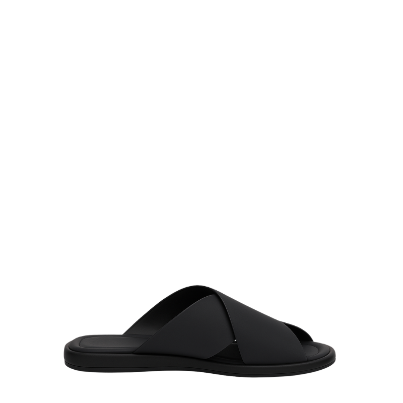 Men's Black Crisscross Double Strap Slider