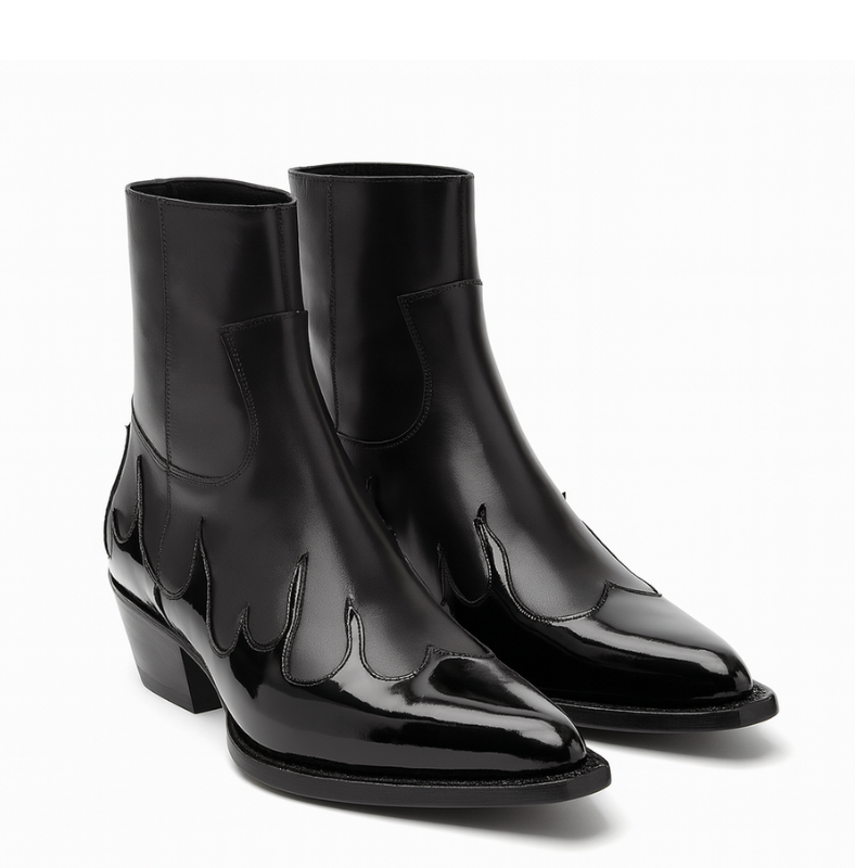 Men's  Leather Flamecrest Pointed Ankle Boots