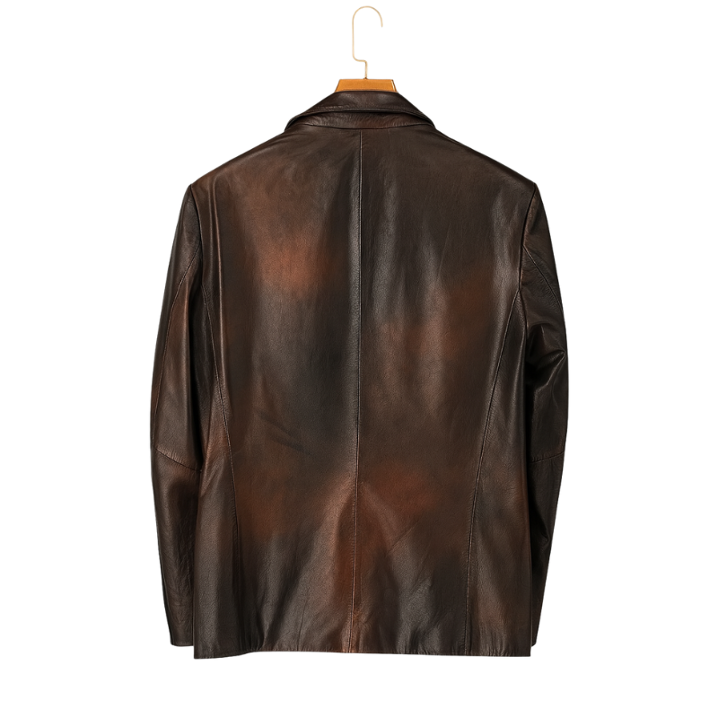 Premium Auburn Slick Leather Blazer for Men's