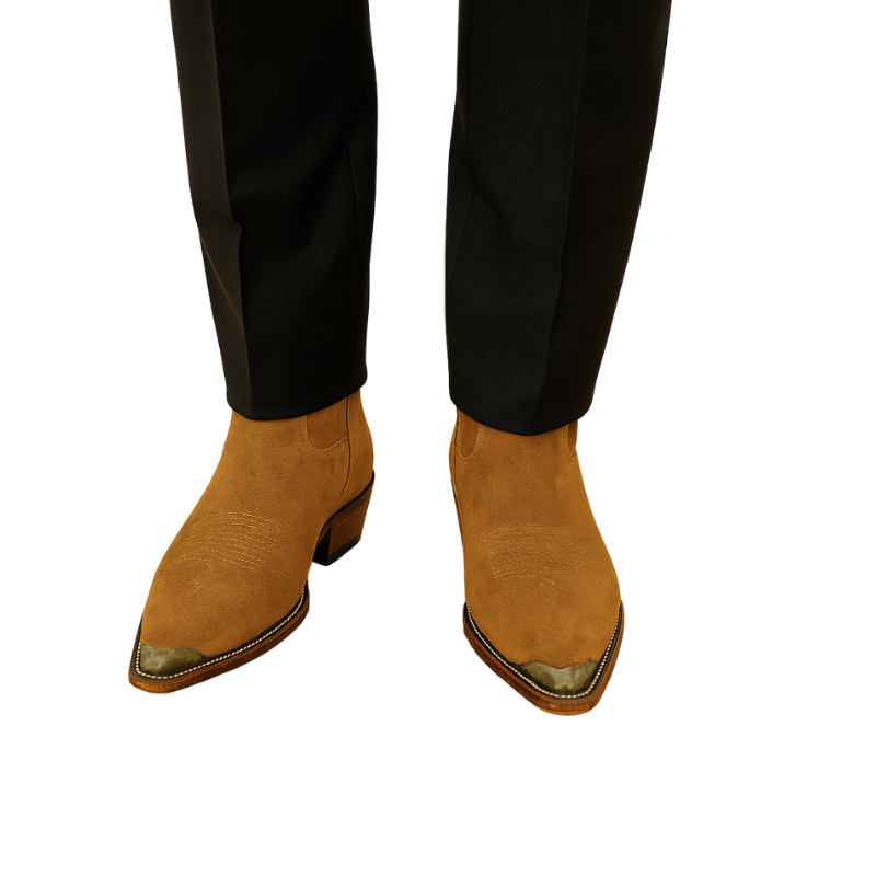 Men's Suede Leather Brown With Side Zipper Boots