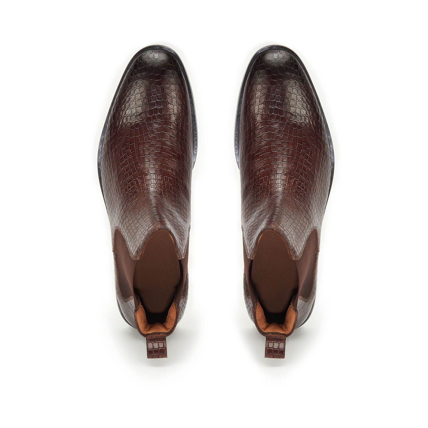 Coffee Croco Leather Boots