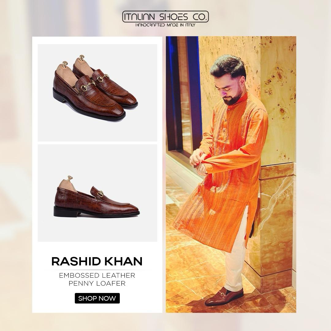 Embossed Solid Leather Penny Loafer