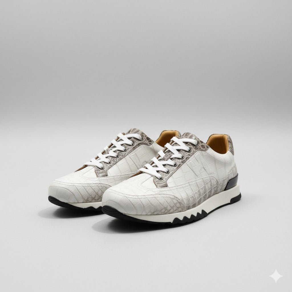 Italian croco leather sneakers