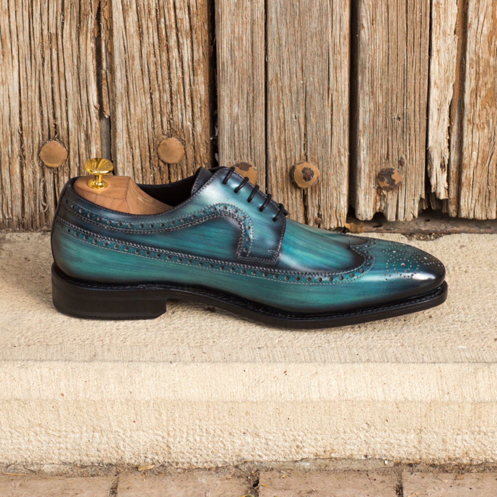 Turquoise Patina Blucher Shoes
