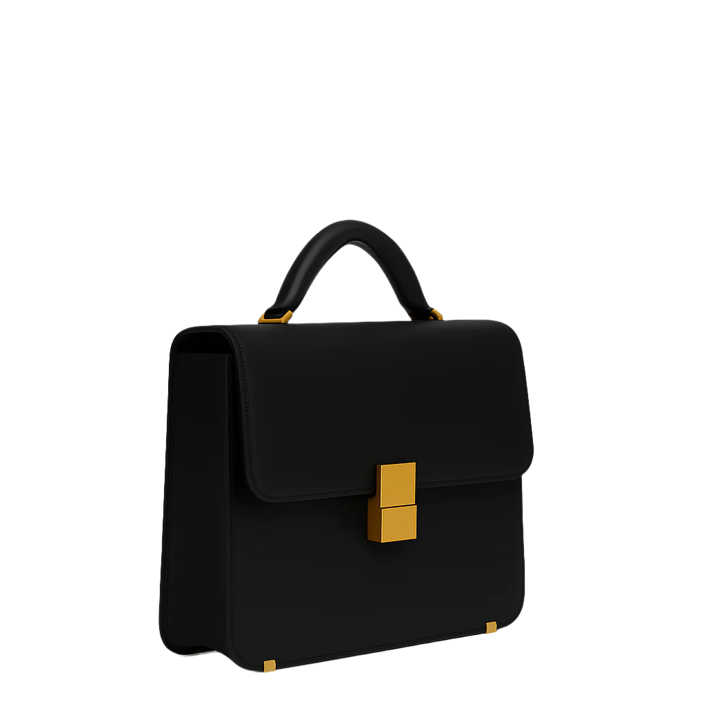 Luxurious Black Crocodile Textured Briefcase