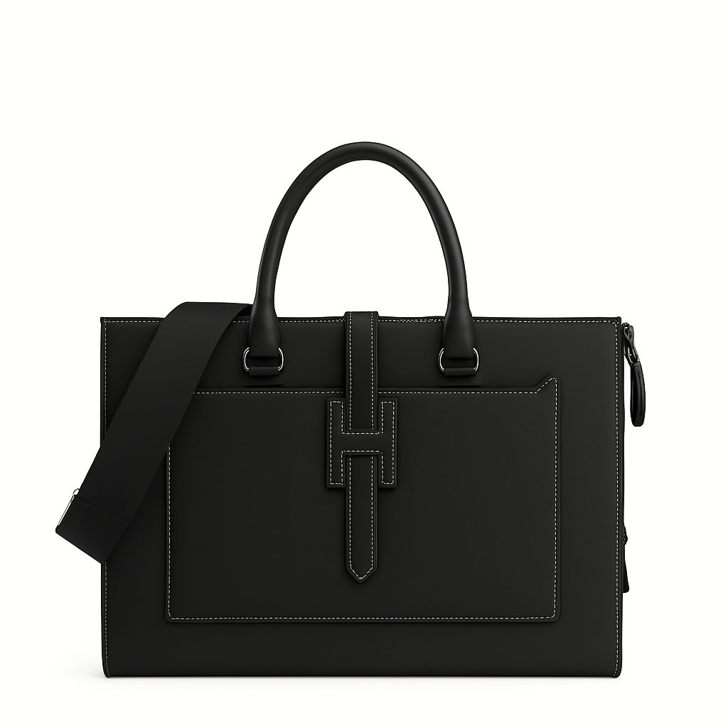 Stylish Italian Black Leather Briefcase Bag