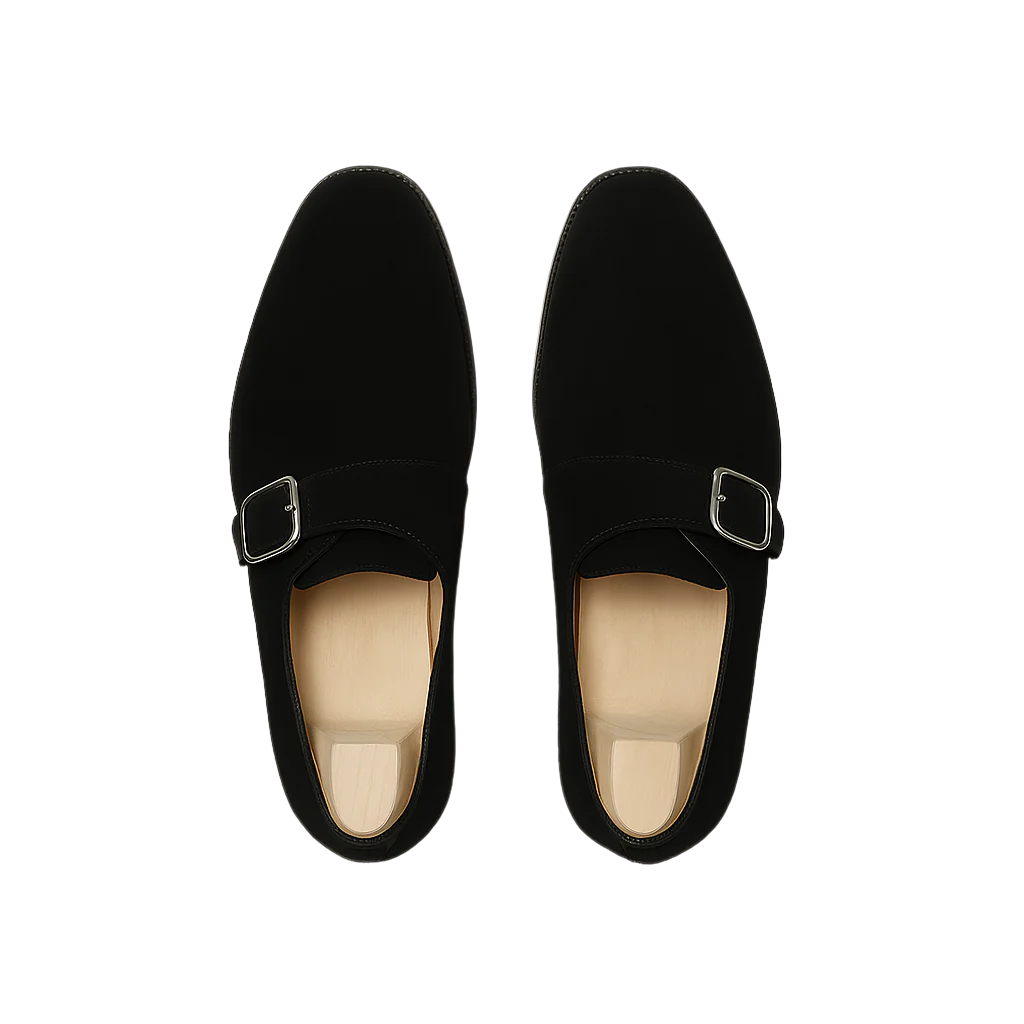 Men's Blue Handcrafted Suede Single-Strap Monk Shoe