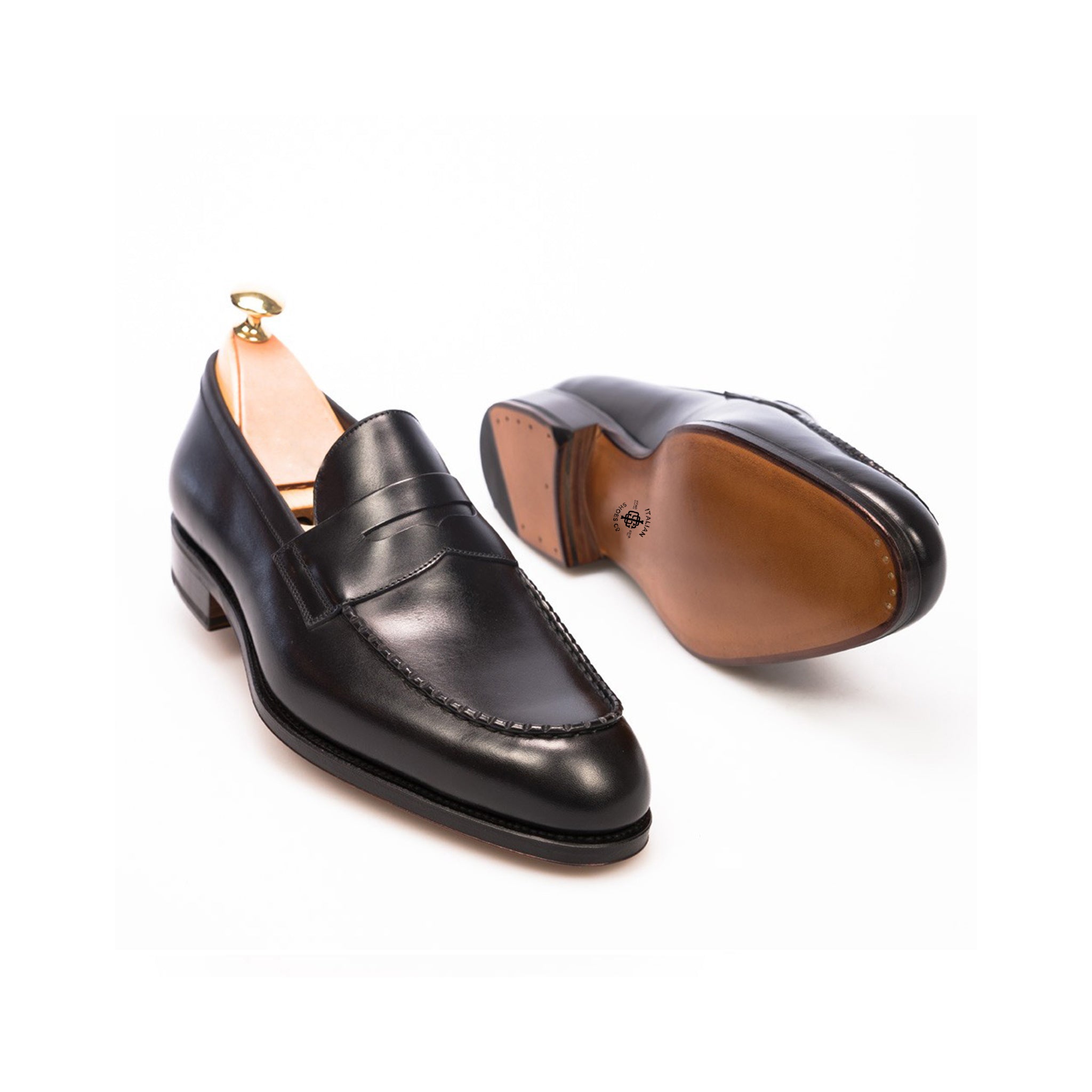 Carmina Black Penny Loafers