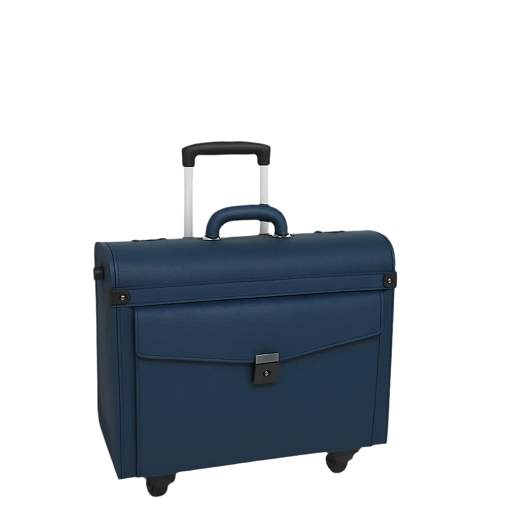 Premium Edition Italian Four Wheel Leather Black Trolley Bag