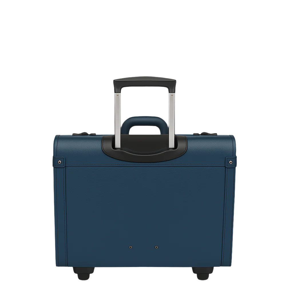 Premium Edition Italian Four Wheel Leather Blue Trolley Bag