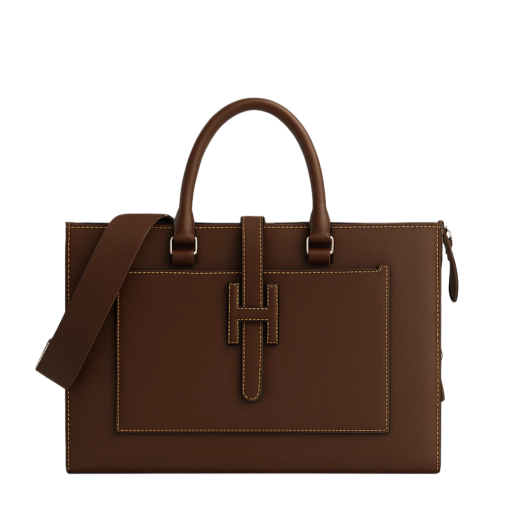 Stylish Italian Brown Leather Briefcase Bag