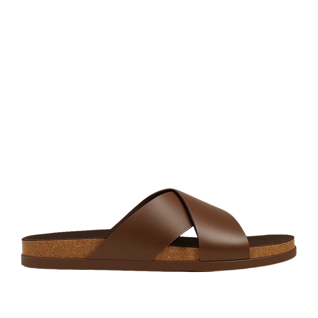 Pure Elegance Brown Leather Slipper