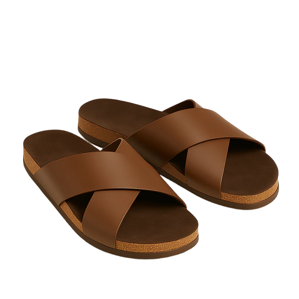 Pure Elegance Brown Leather Slipper