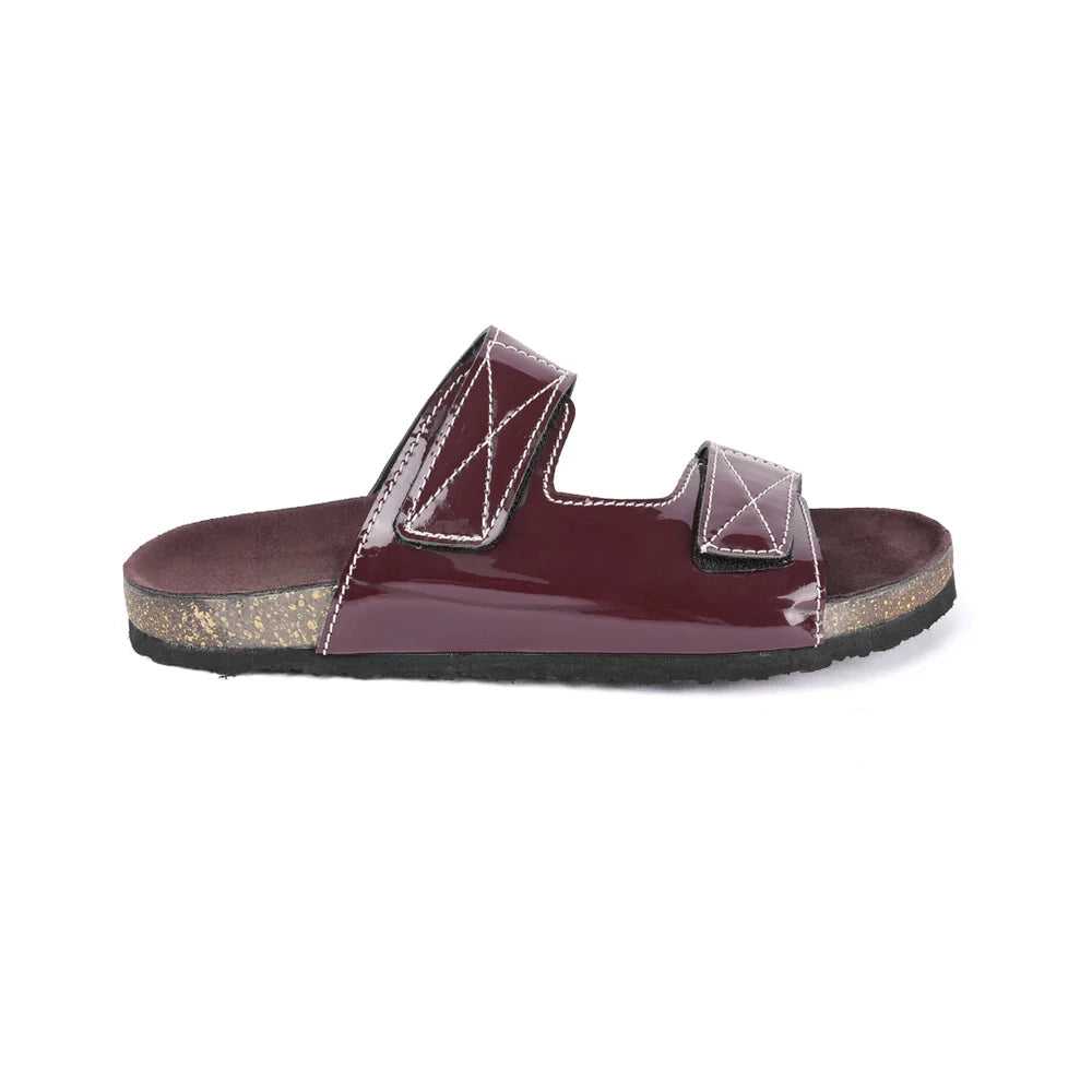 Cork Dual-Straps Sandals - Glossy brown