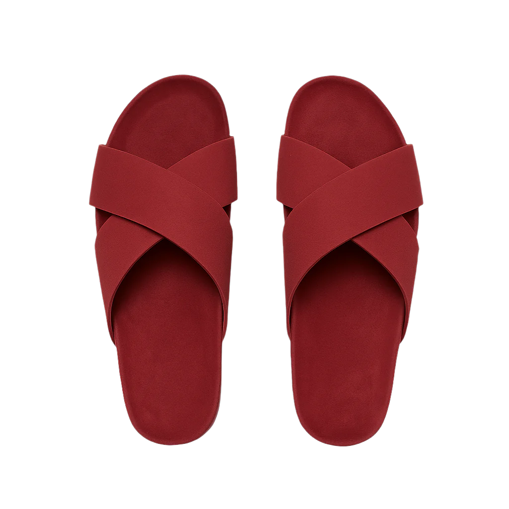 Men's Cross Strap Suede White Comfort Slipper