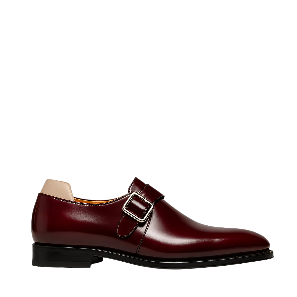 Classic Burgundy Monk Strap Leather Shoe