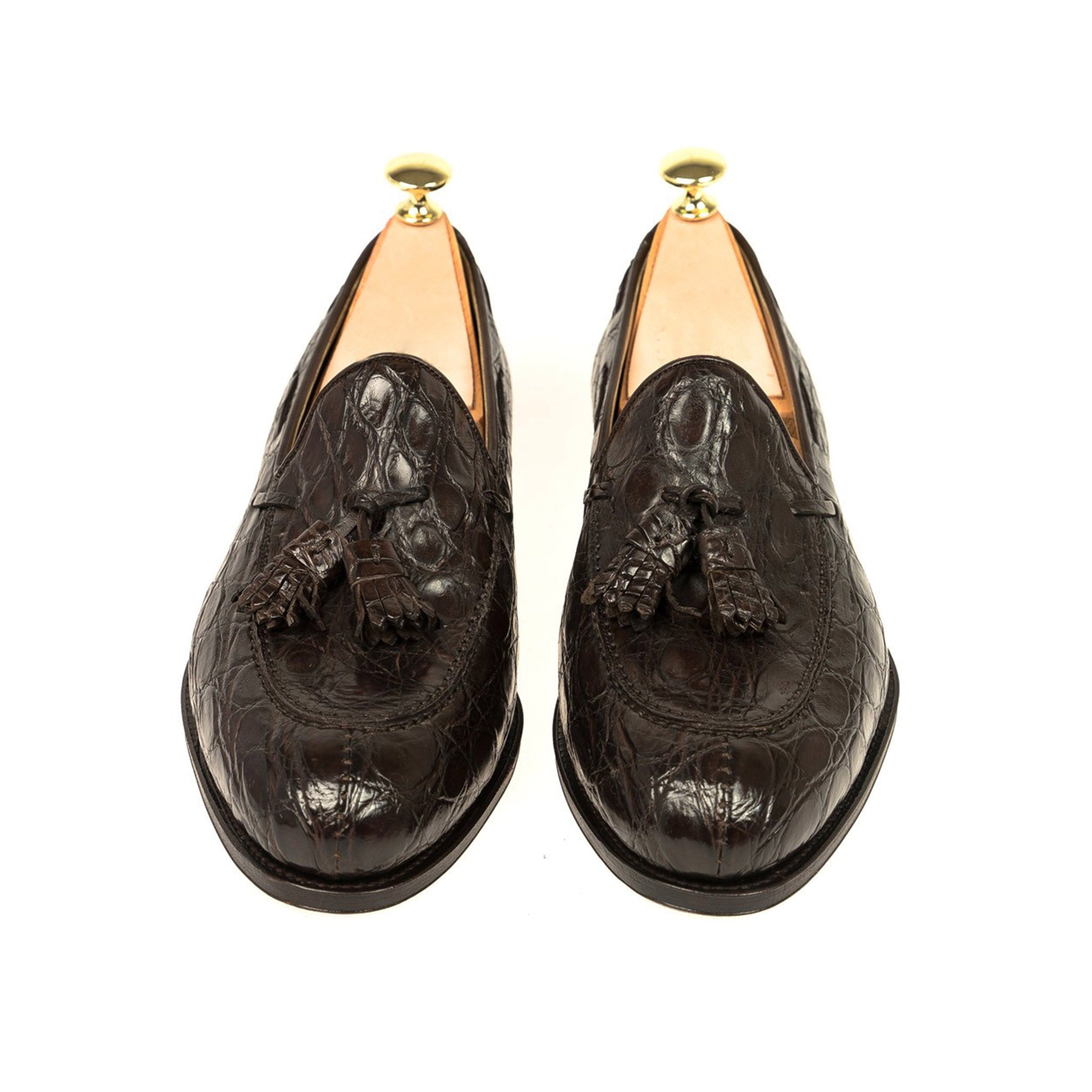 Cocoa Crocodile Tassel Loafer Dark Brown