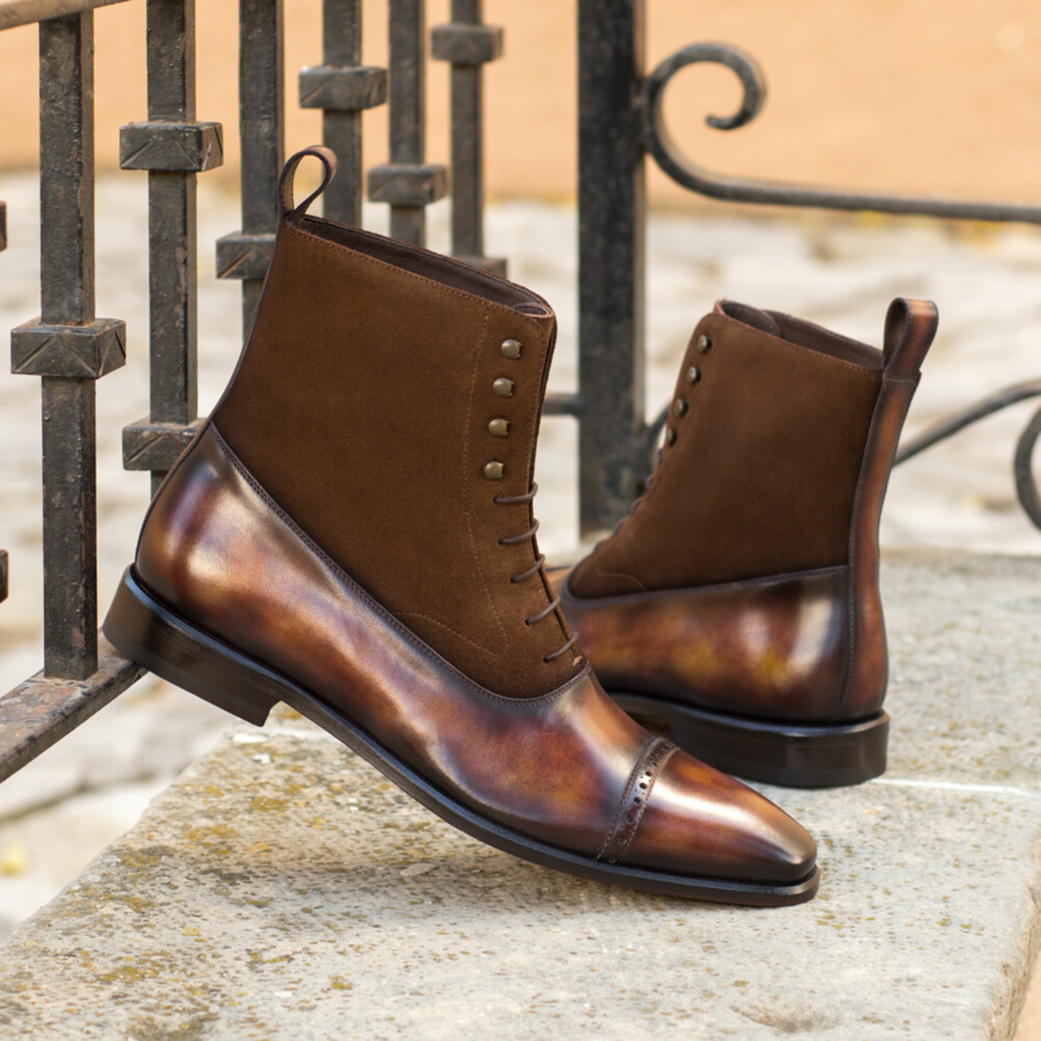 Patina Leather & Suede Balmoral Boots