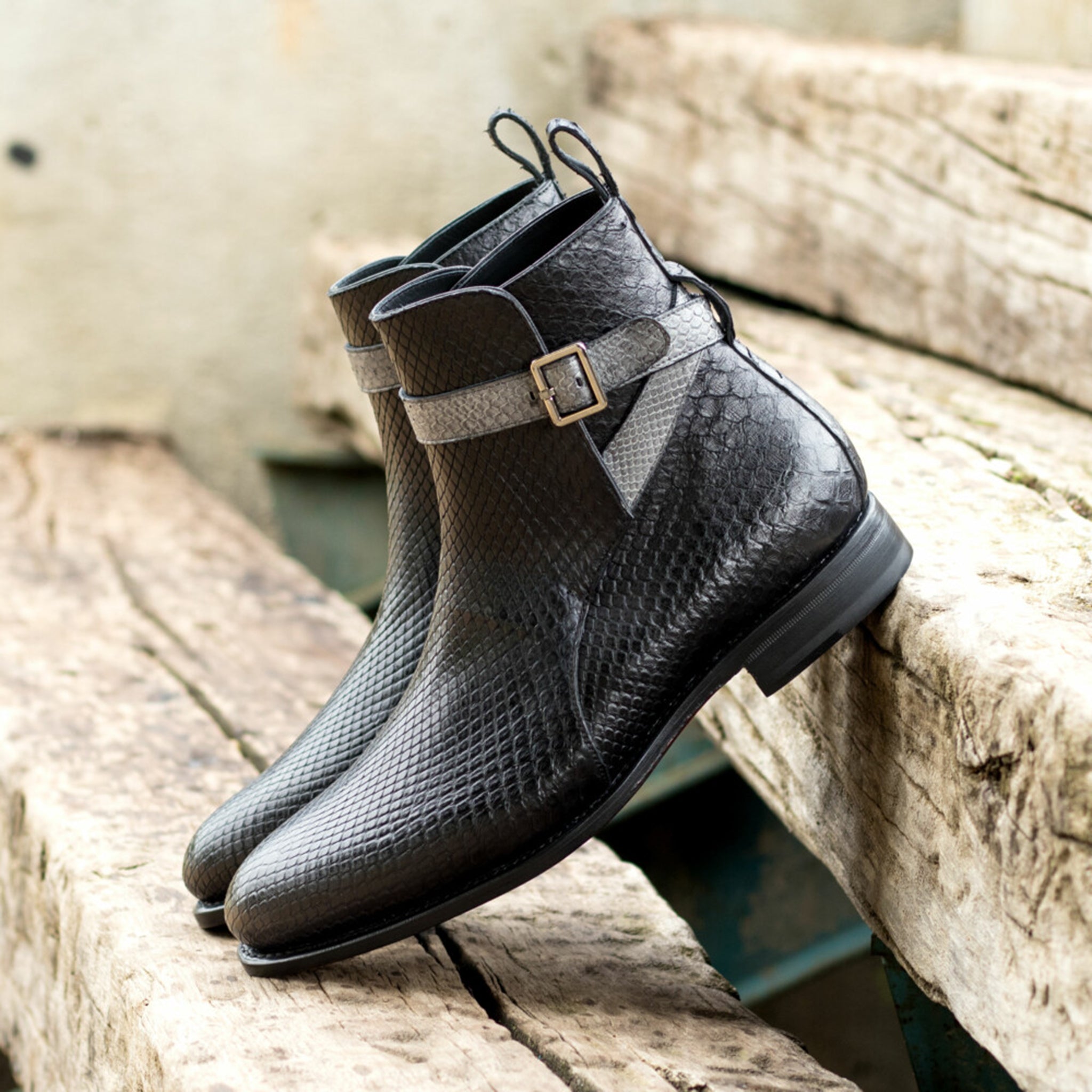 Round-Toe Python Jodhpur Boots