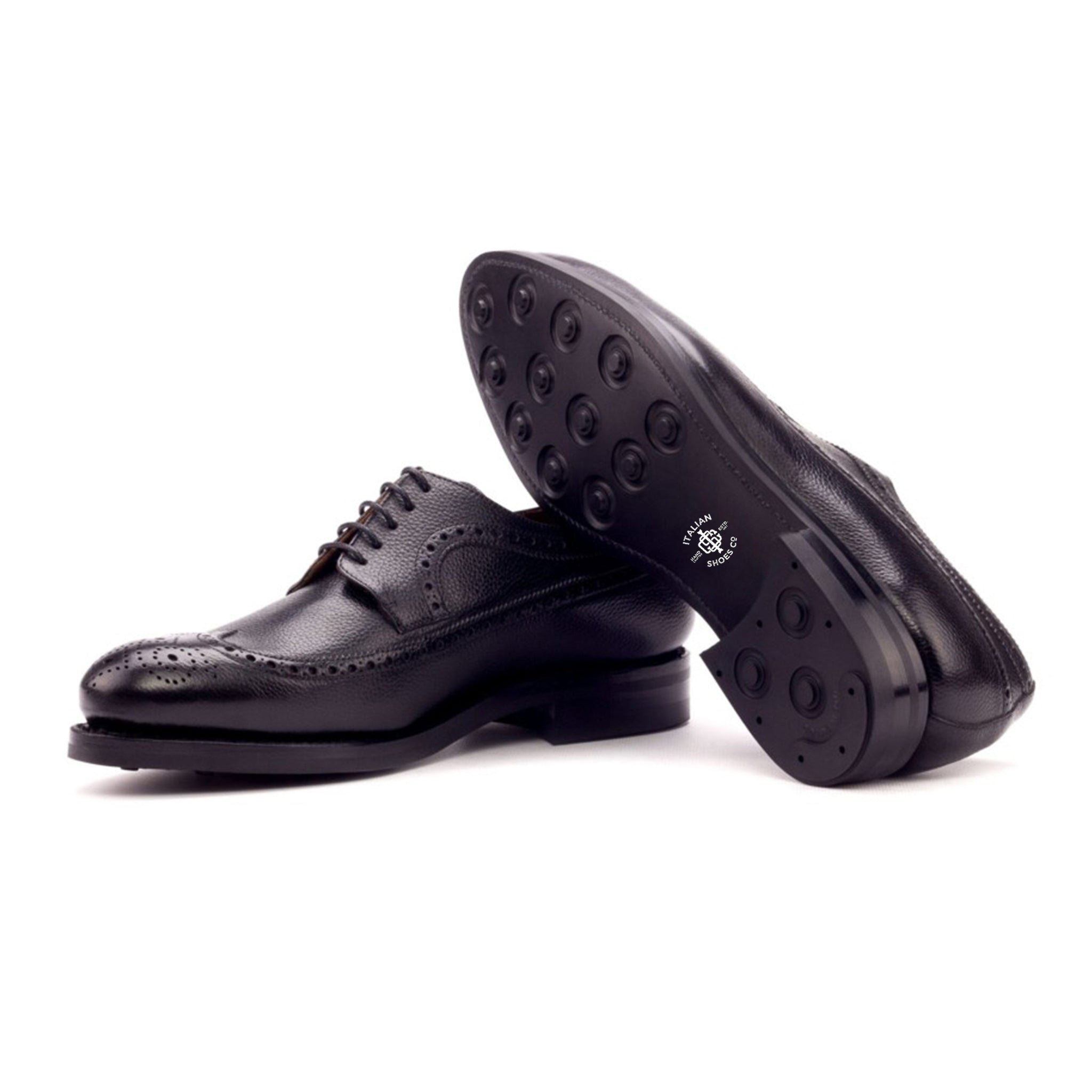 Black Leather Blucher Brogues Shoes
