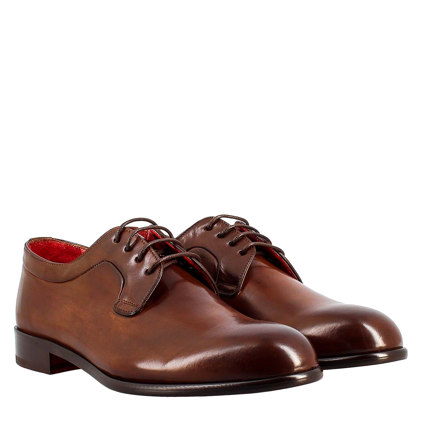 Dark brown derby in smooth leather