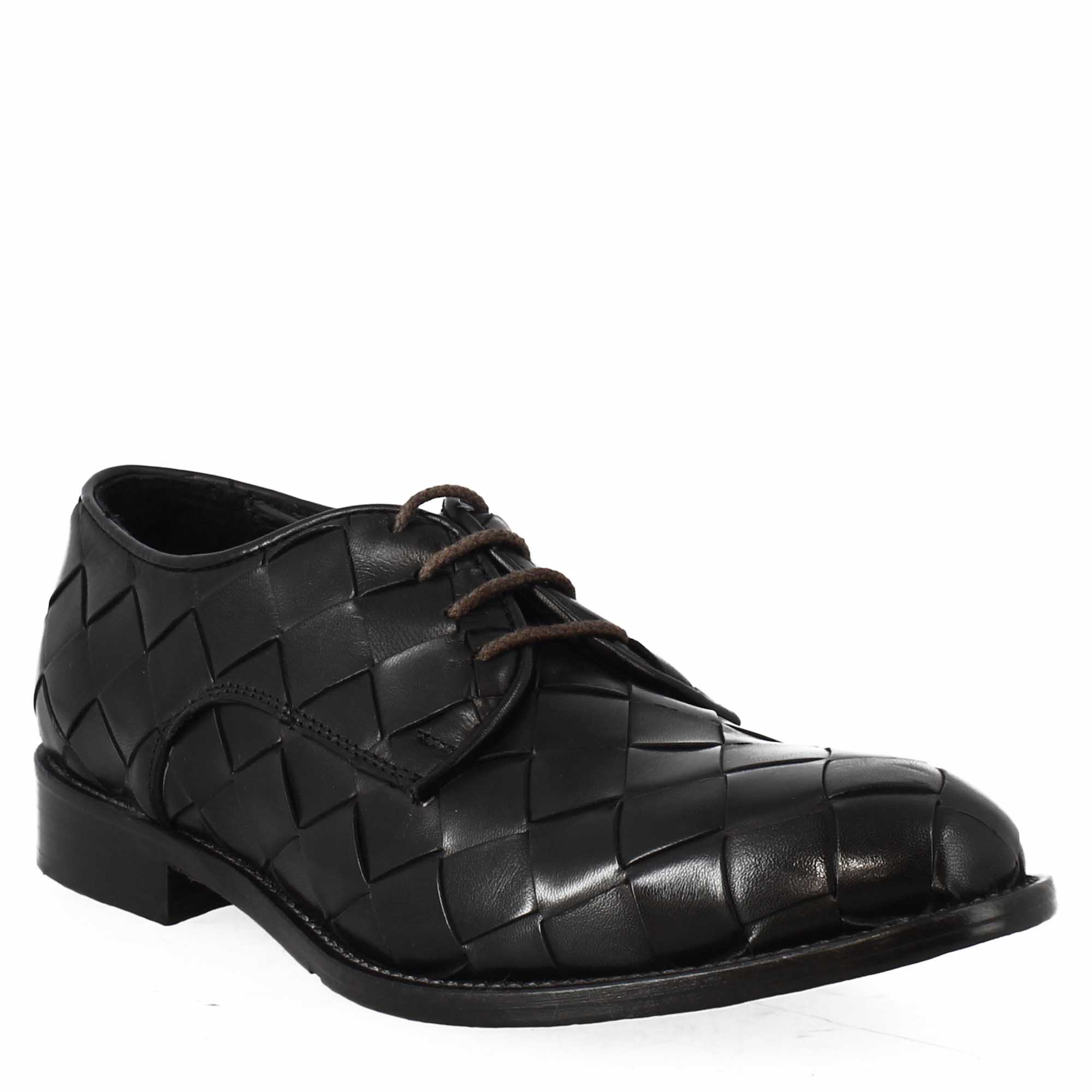 Vintage Black Derby woven leather