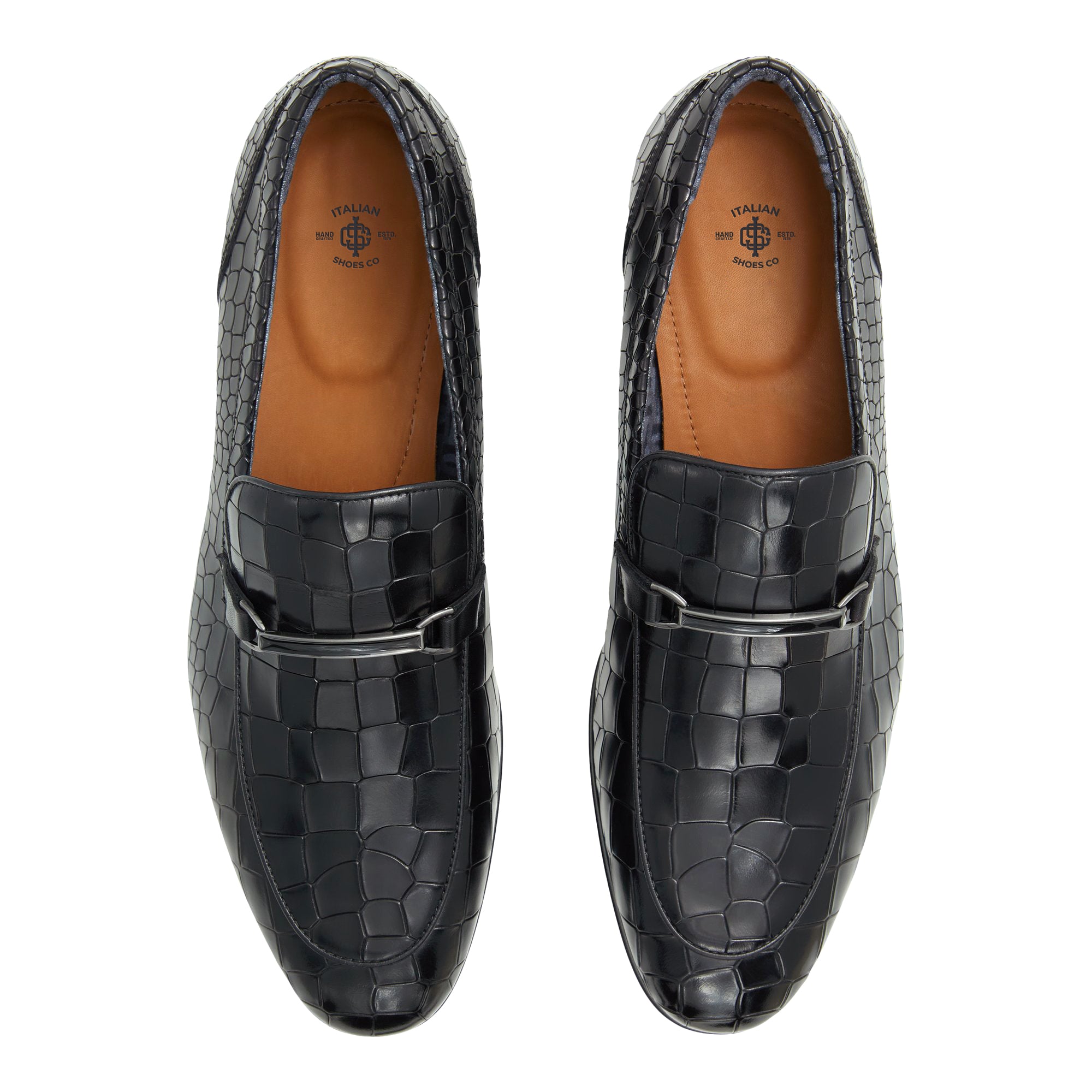 Black Croco X Python Leather Loafers