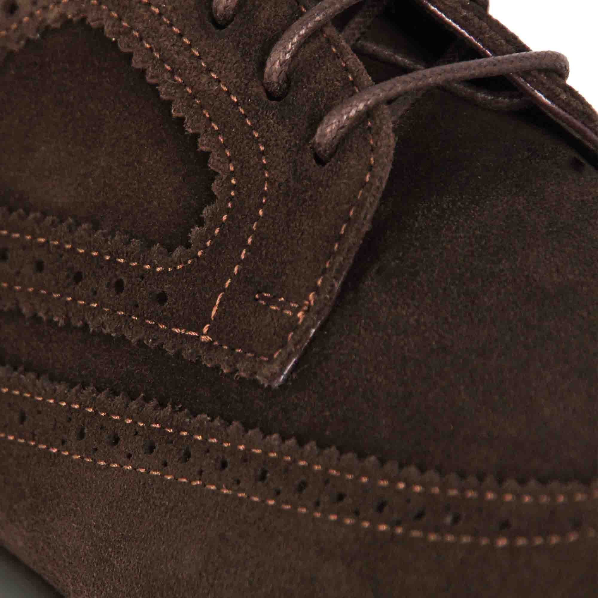 Dark Brown Suede Leather Derby Shoes