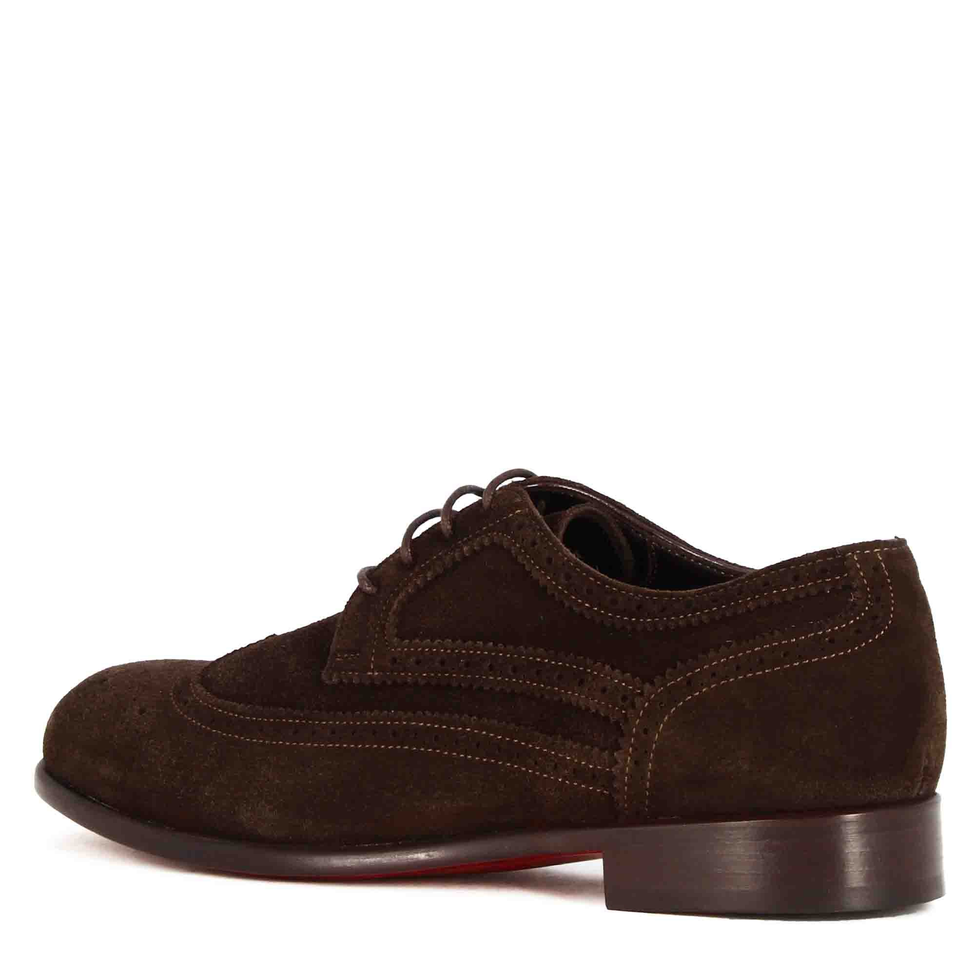 Dark Brown Suede Leather Derby Shoes