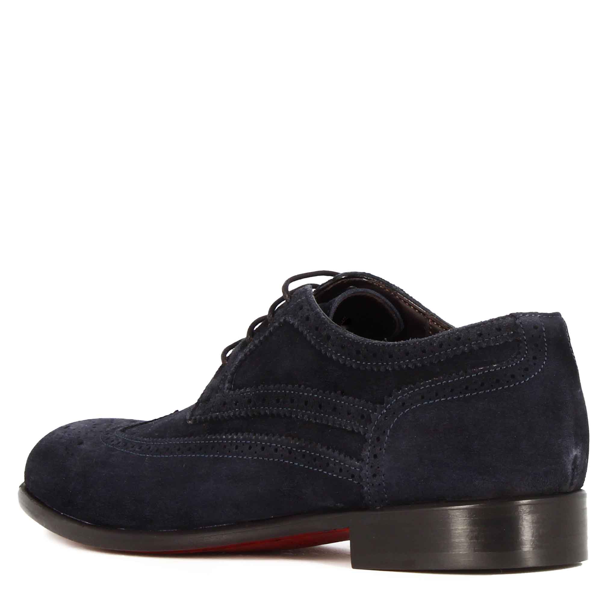 Elegant Blue Suede Derby