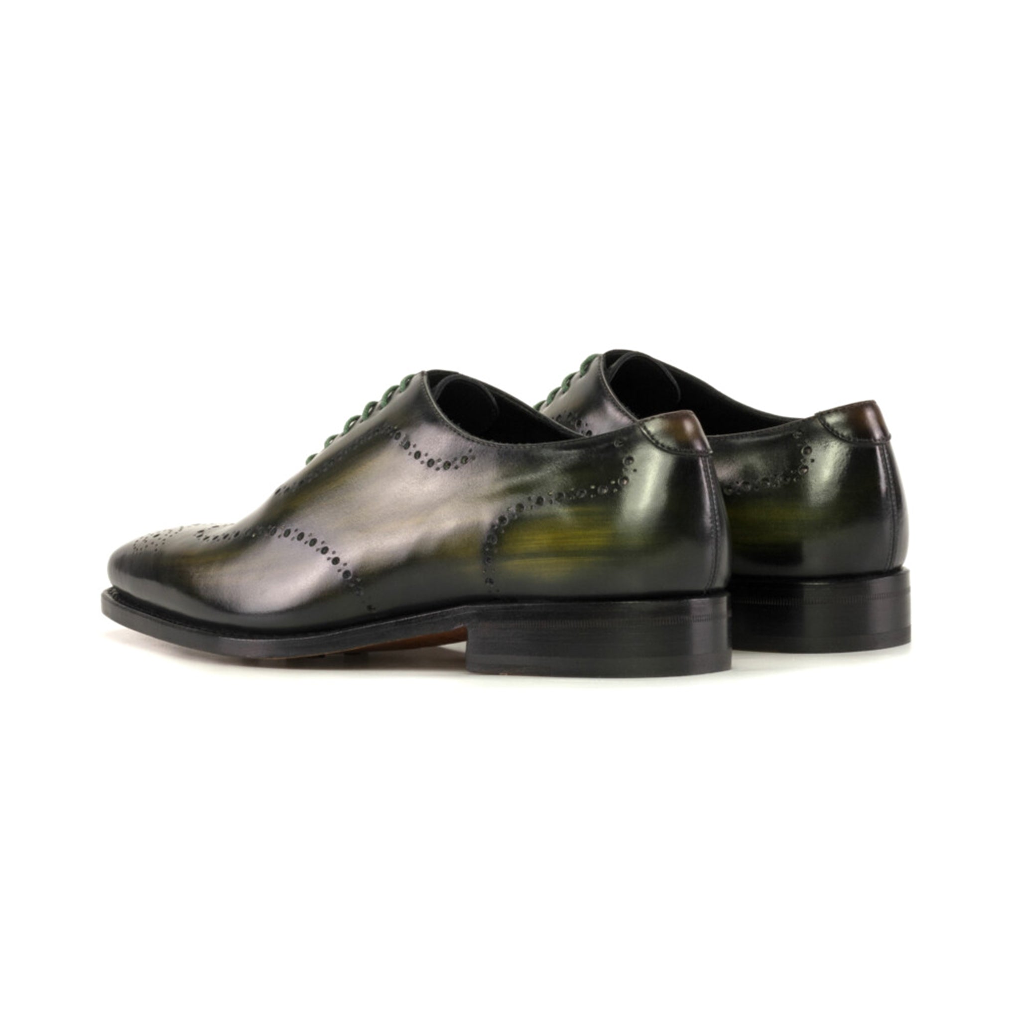 Green Patina Leather Wholecut Brogues