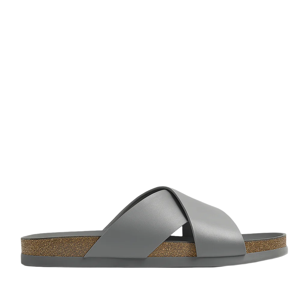 Pure Elegance Grey Leather Slipper
