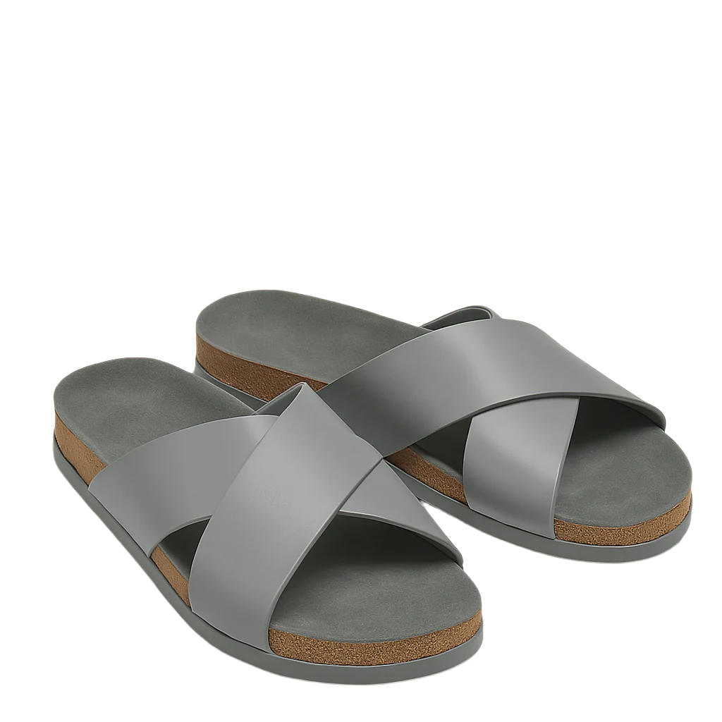 Pure Elegance Grey Leather Slipper