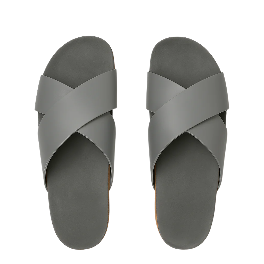 Pure Elegance Grey Leather Slipper