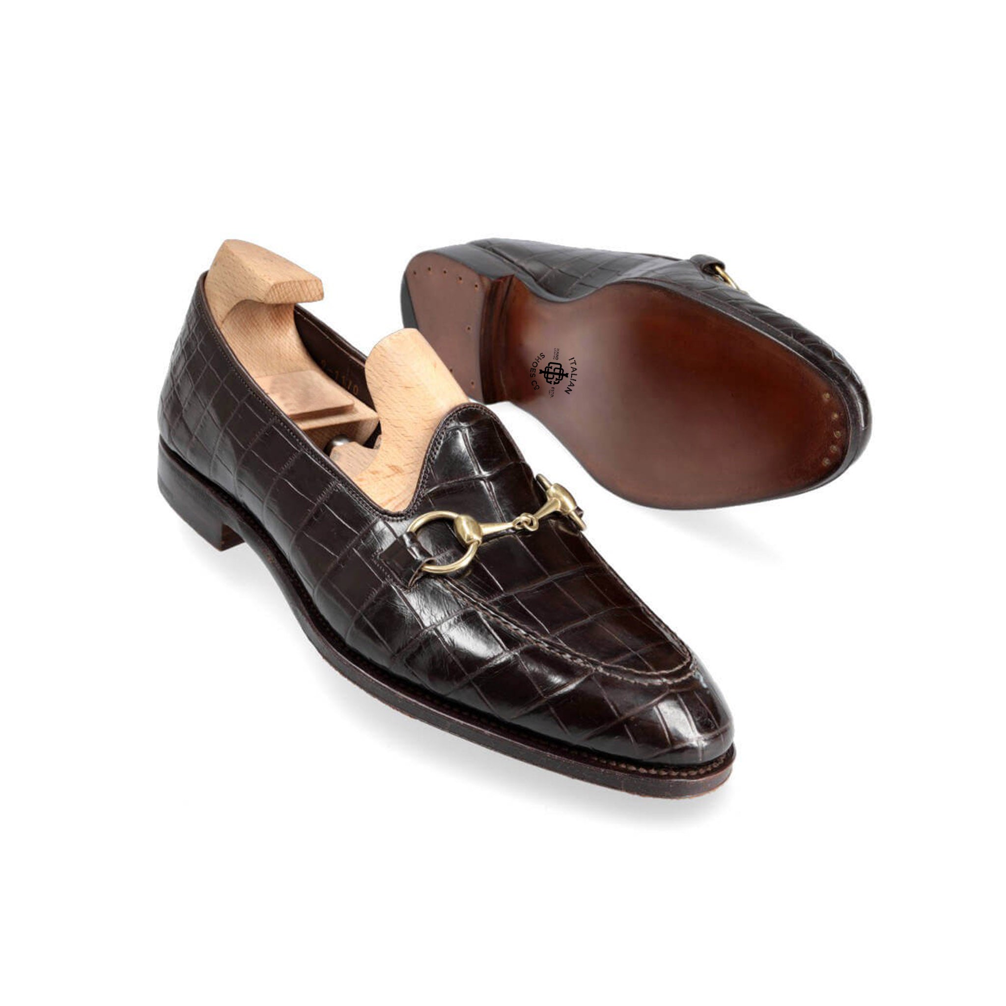 Cocoa Horsebit Alligator Loafers