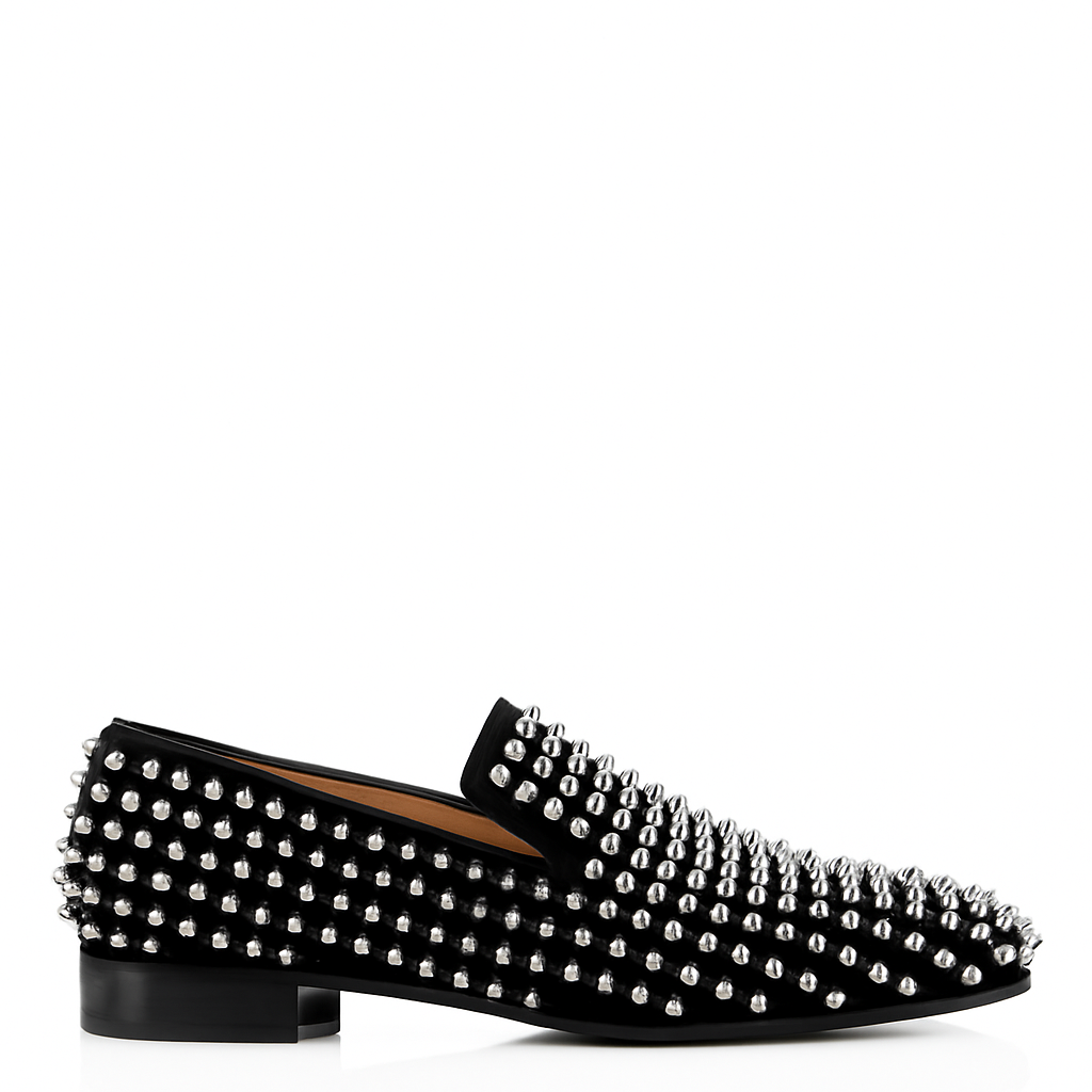 Italain Edition Spiked Slip-on Black Shoes for Men's