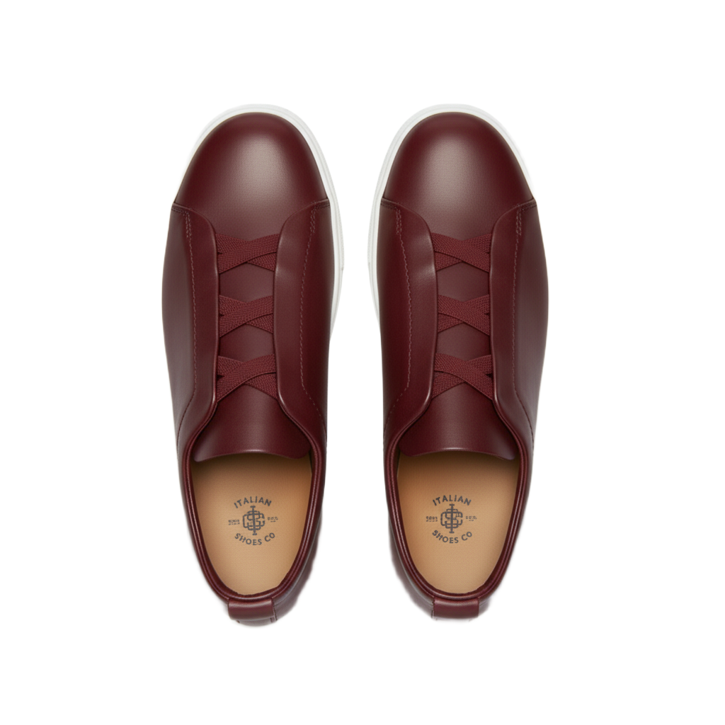 Luxury Edition Triple Stitch Leather Red Sneaker for Men's