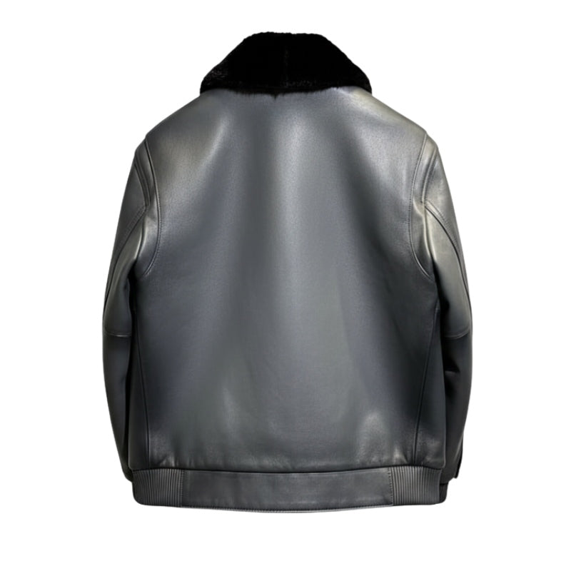 Aviator Luxe Fur-Collar Leather Jacket