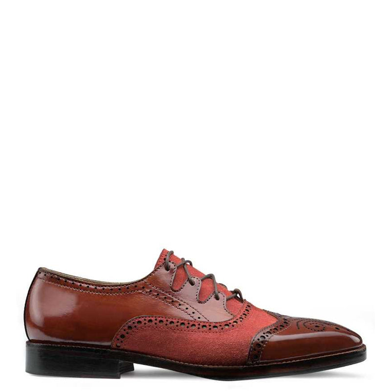 Criss Cross Leather Brown and Maroon Oxford Shoe