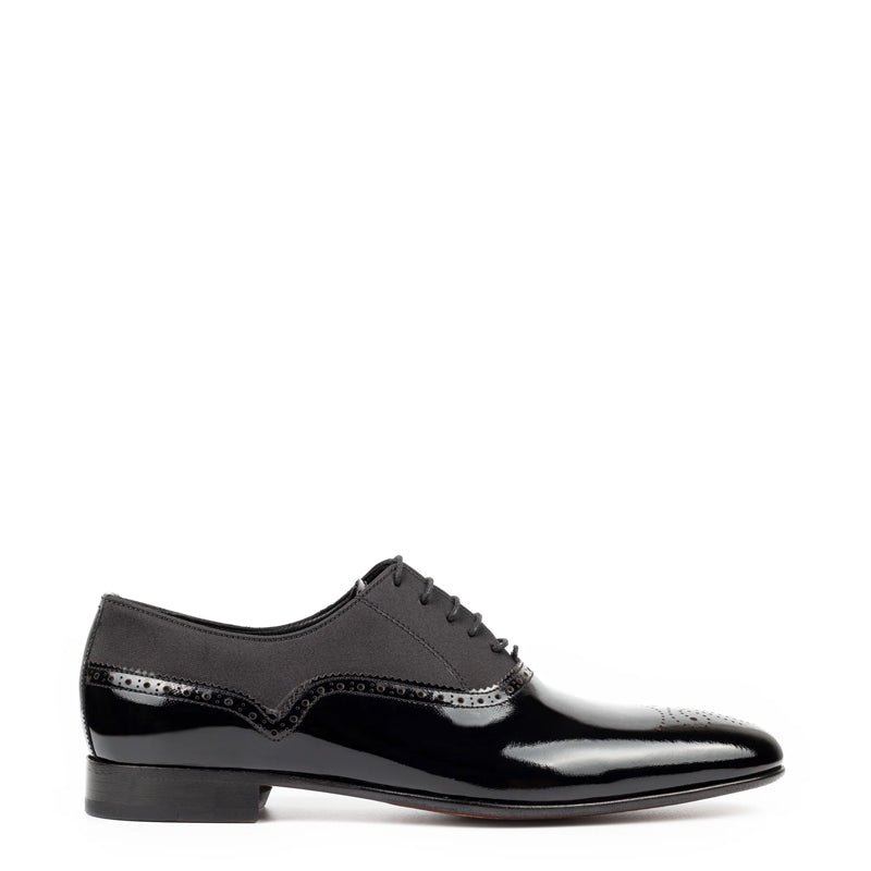 Men Patent Shiny Leather Handmade Oxford Shoe Black