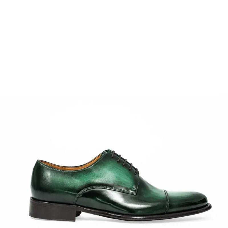 Classic Handmade Shiny Leather Oxford Green Shoe