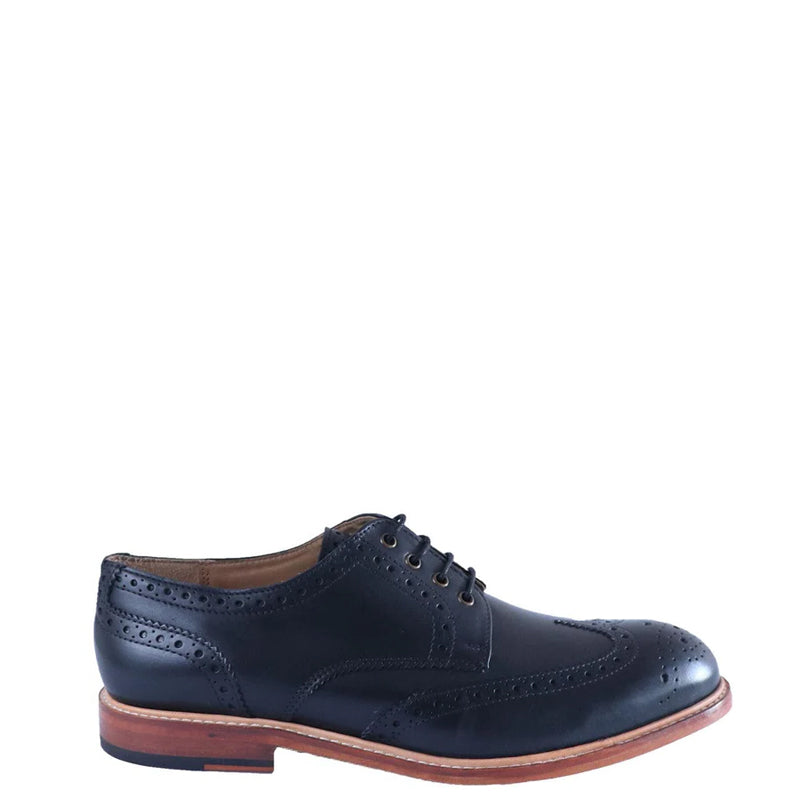 Classic Design Solid Leather Blue Derby Shoe